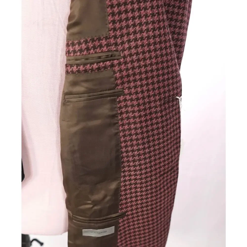 $1,995 CORNELIANI - Pink Houndstooth *17,25 Microns* Blazer - 44R